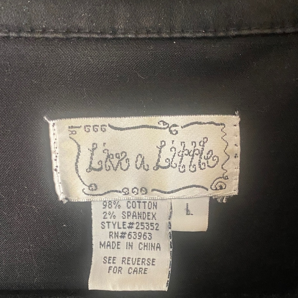 Live a Little Black Denim Jacket with Button Front country cowgirl western - Picture 2 of 11